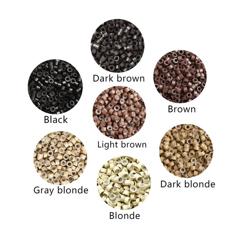 yantaisiyu 500 Pcs 5.0 mm Silicone Lined Micro Links Rings Hair Extensions Beads Silicone Lined Beads for Human Hair Extensions and Feather Extensions (Blonde) - Image 2